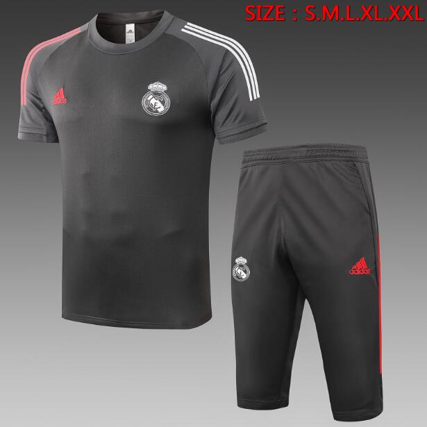 Real Madrid Black Training Sets Capri Pants with Shirt 2020/21